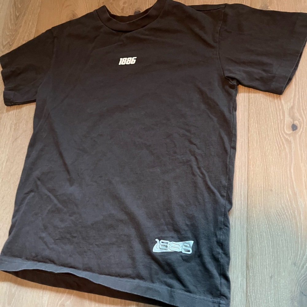 “1886” light grey modern T-shirt with embroidery